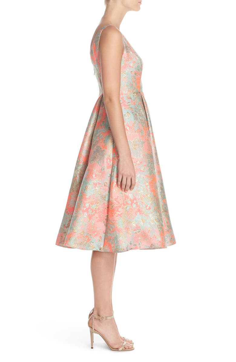 Adrianna Papell Metallic Jacquard Fit & Flare Dress, Alternate, color,