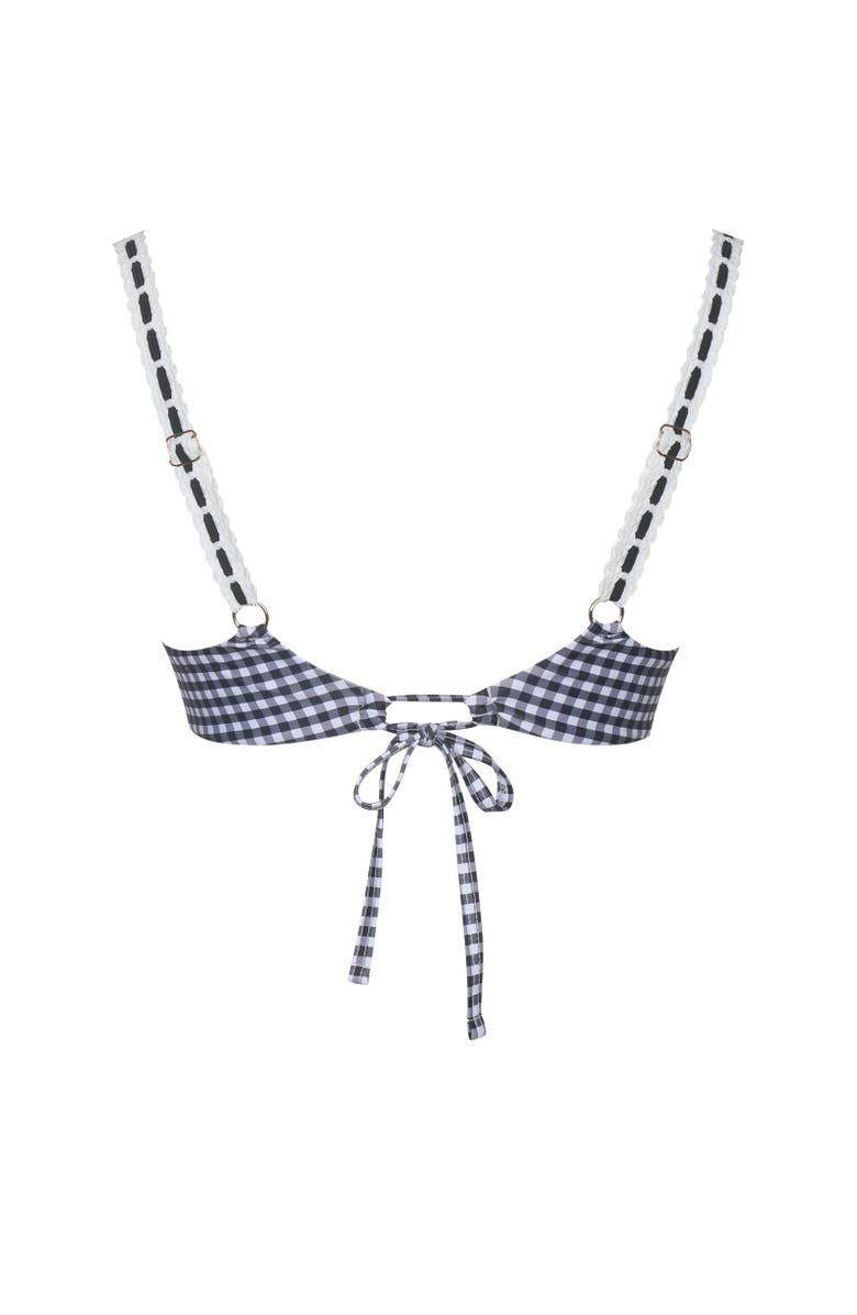 Miss Circle Geneva Gingham Lace Decoration Bikini Top, Alternate, color, Black