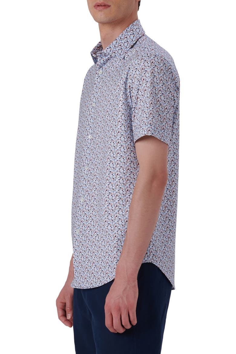 Miles OoohCotton® Confetti Print Short Sleeve Button-Up Shirt, Alternate, color, ICE BLUE