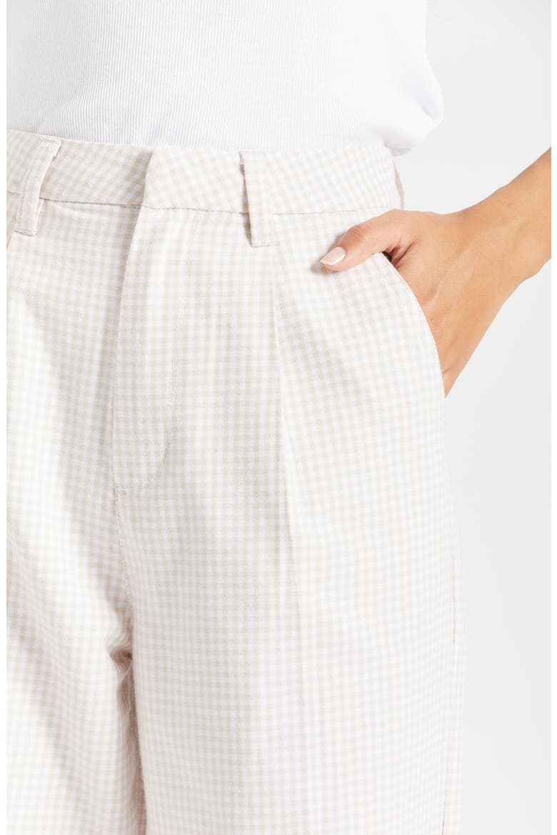 Victory High Waist Wide Leg Ankle Pants, Alternate, color, BEIGE GINGHAM