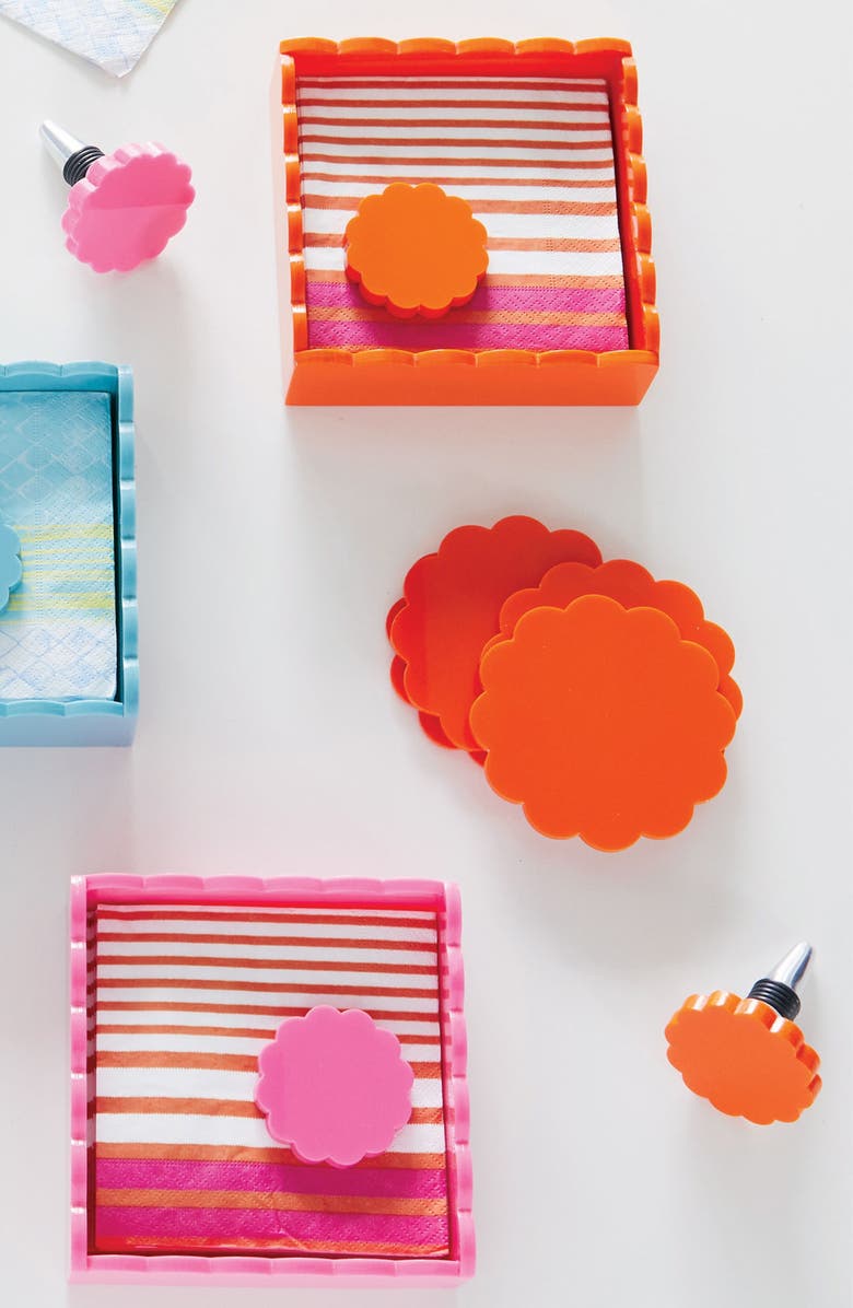 Mariposa Set of 4 Orange Scallop Coasters, Alternate, color, Orange