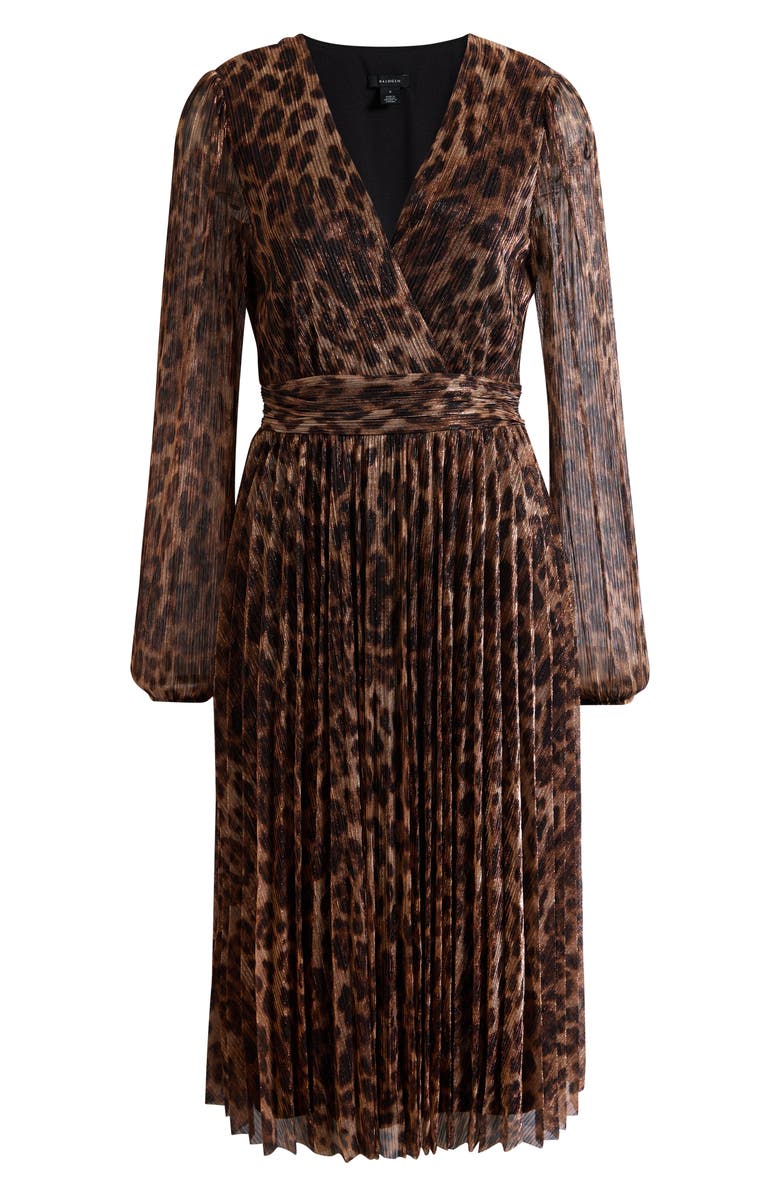 Halogen<sup>®</sup> Metallic Leopard Print Long Sleeve Midi Dress, Alternate, color, Brownstone