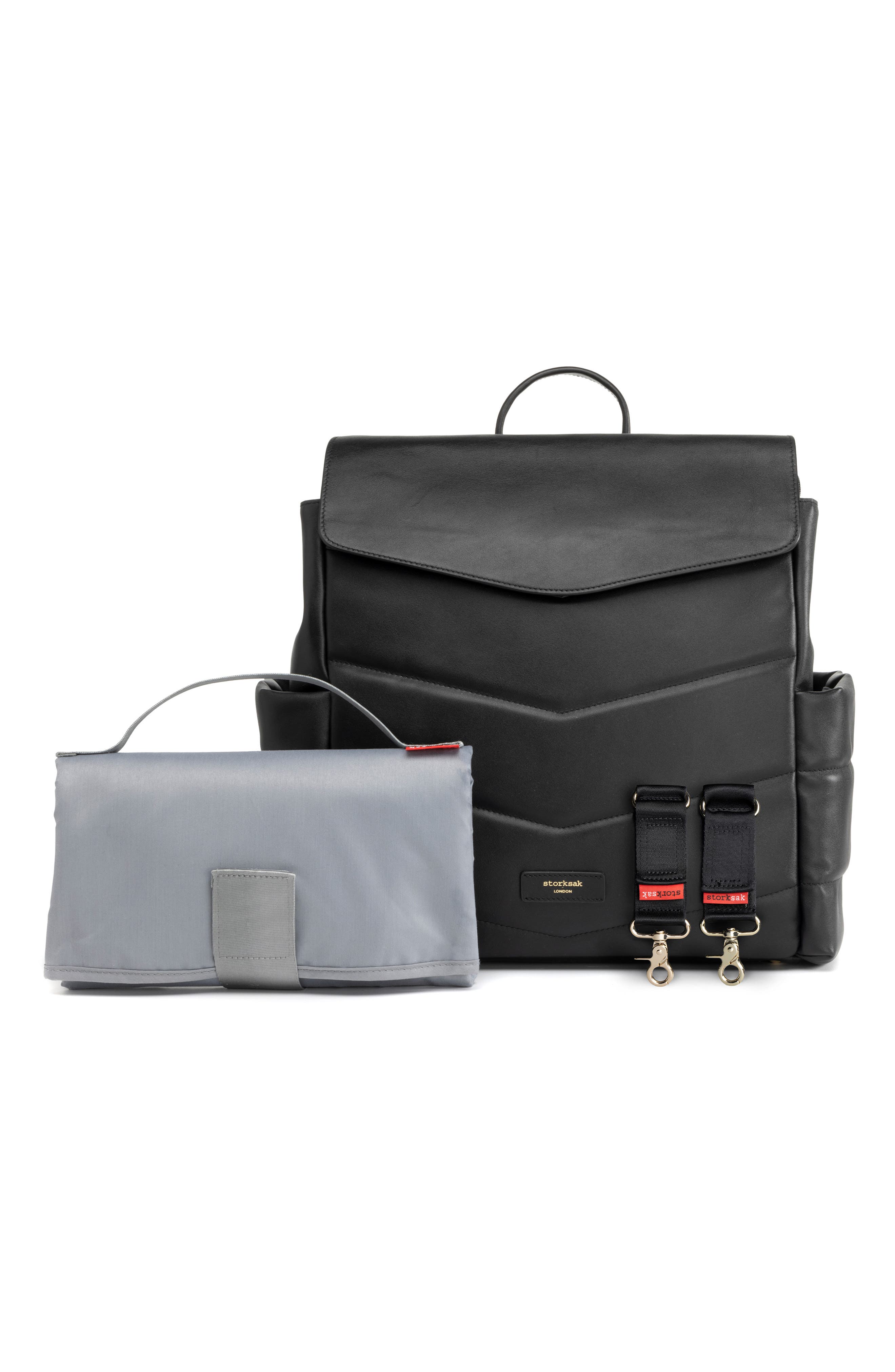 Storksak St. James Convertible Leather Diaper Backpack, Alternate, color, 