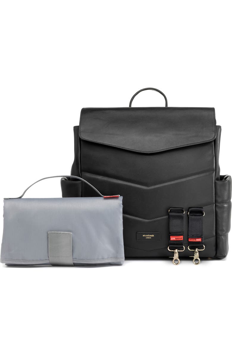 Storksak St. James Convertible Leather Diaper Backpack, Alternate, color,