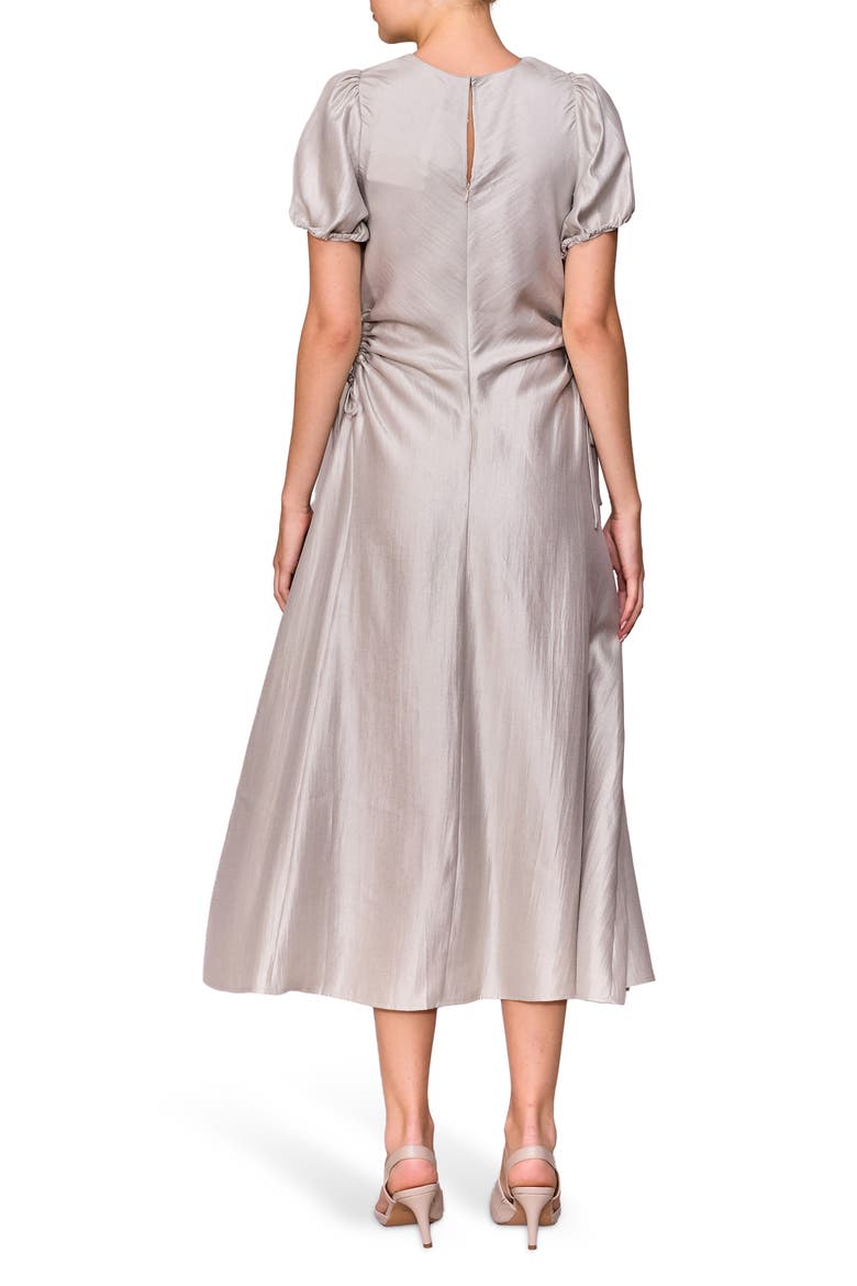 Side Cutout Puff Sleeve Midi Dress, Alternate, color, CHAMPAGNE