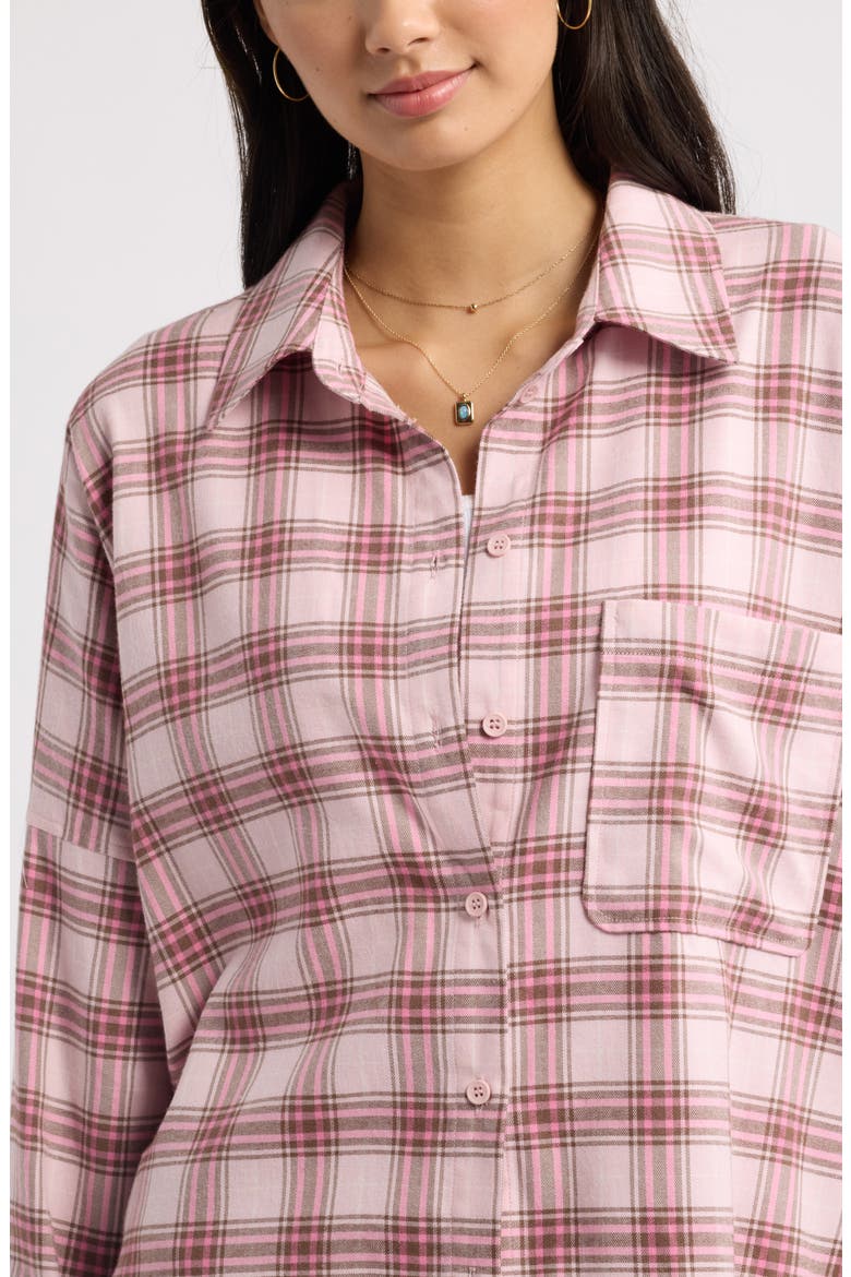 Plaid Long Sleeve Flannel Shirt, Alternate, color, PINK PLAID