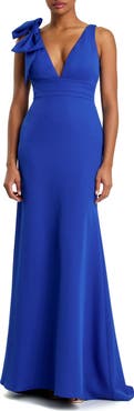 Mac Duggal Sleeveless V Neck Bow Detail Mermaid Gown