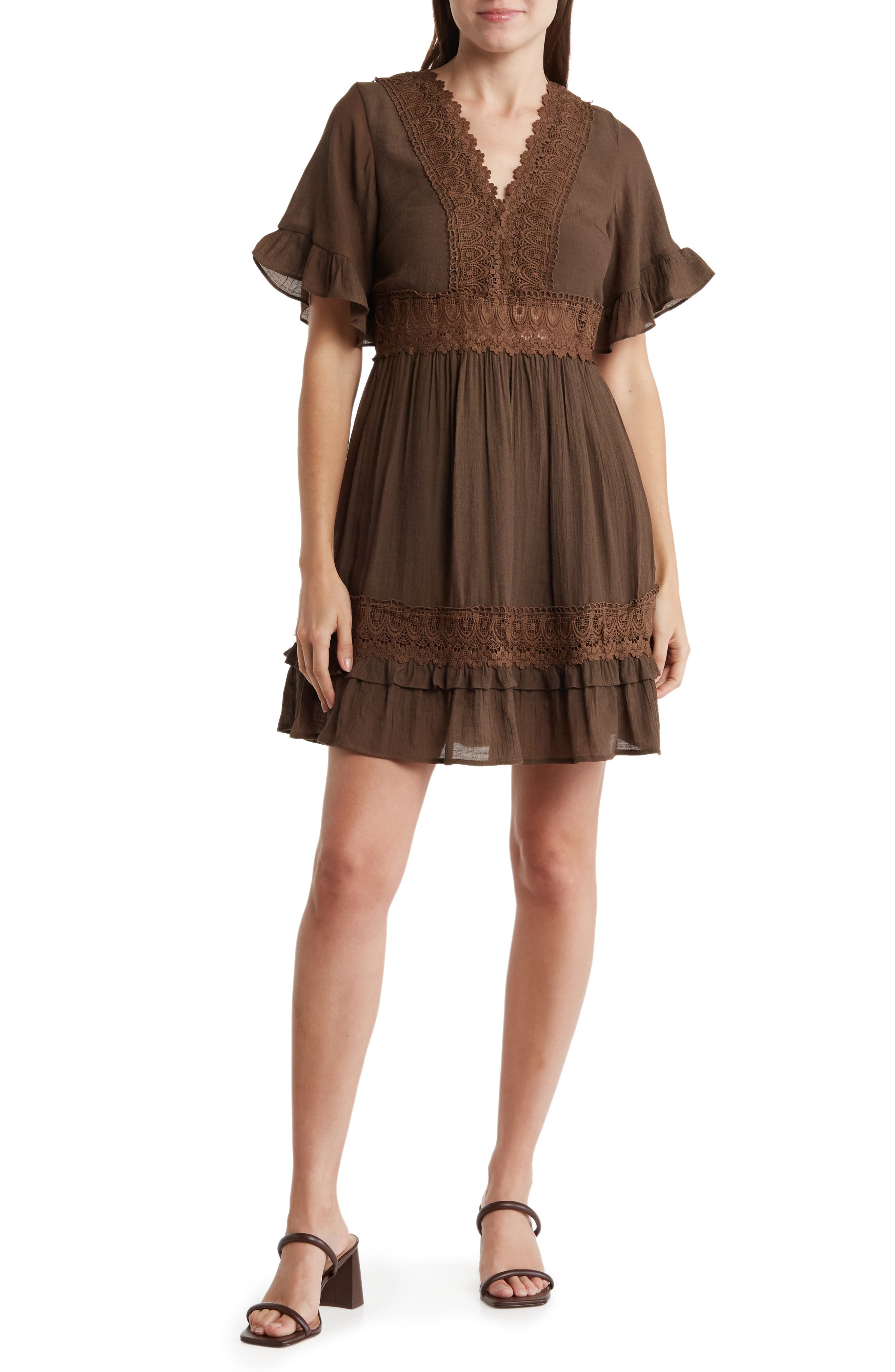 WISHLIST Lace Insert Tie Back Dress