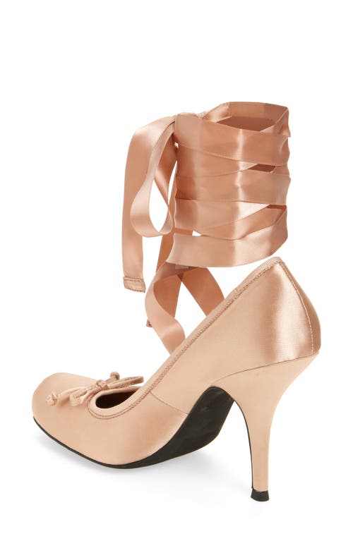 Jeffrey Campbell Nympha Ankle Wrap Pump In Natural Satin