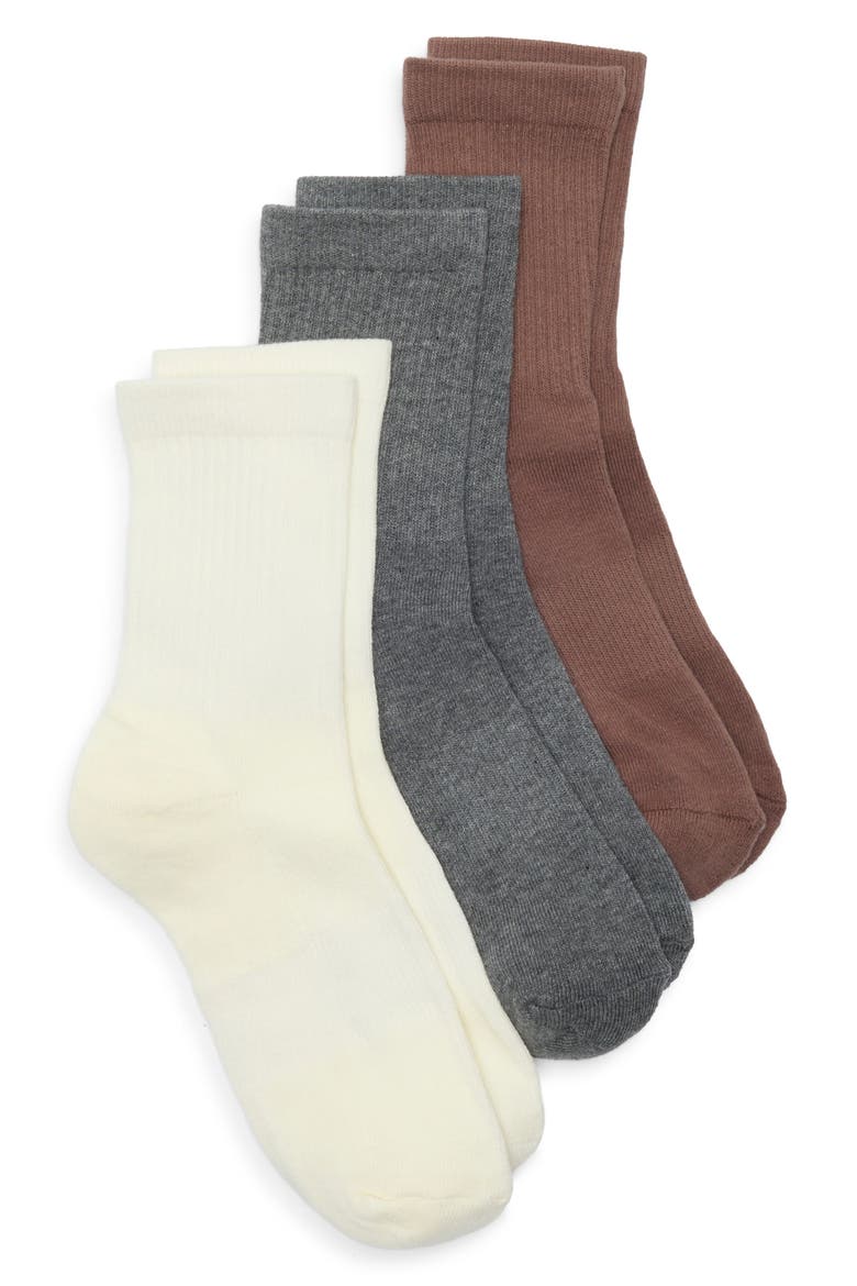 Everyday 3-Pack Demi Crew Socks, Alternate, color, OATMEAL MULTI