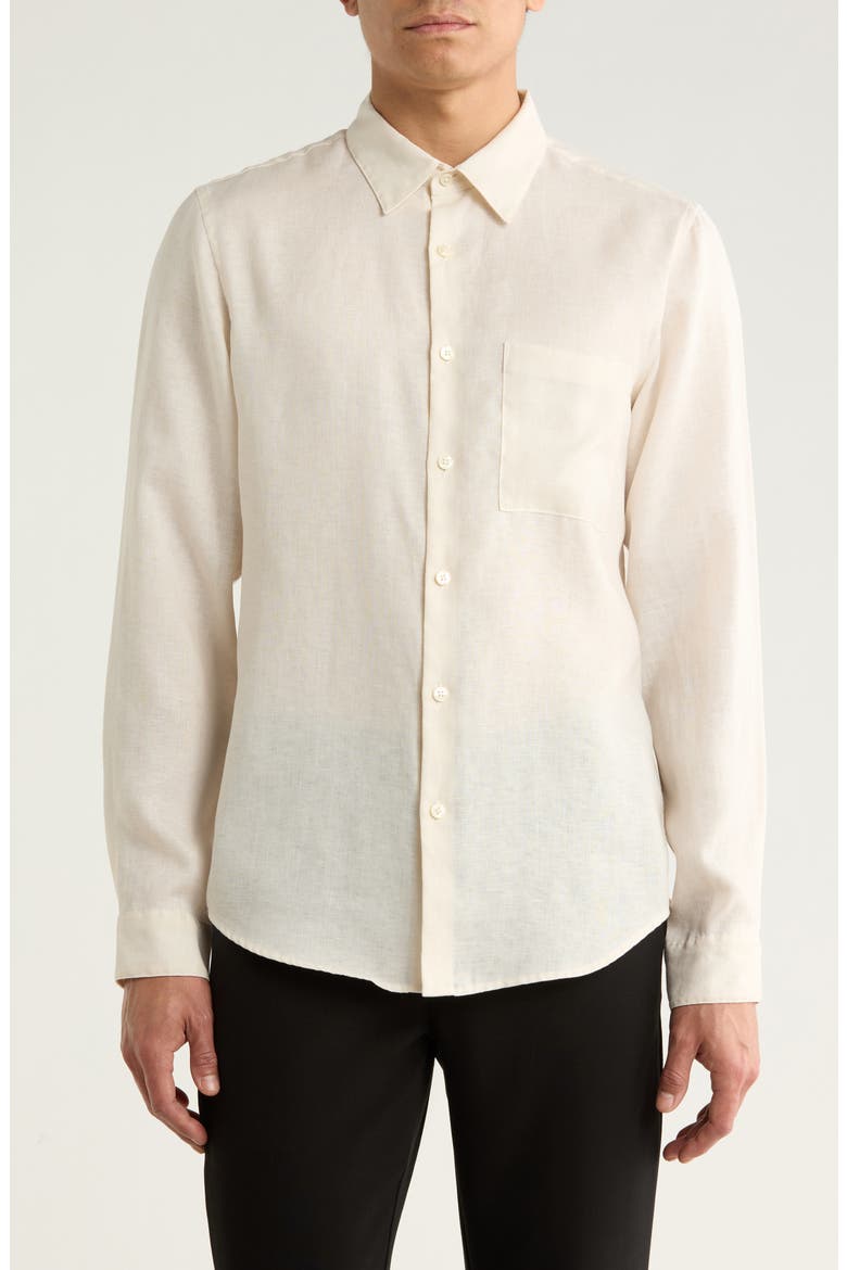 Irving Linen Button-Up Shirt, Main, color, IVORY