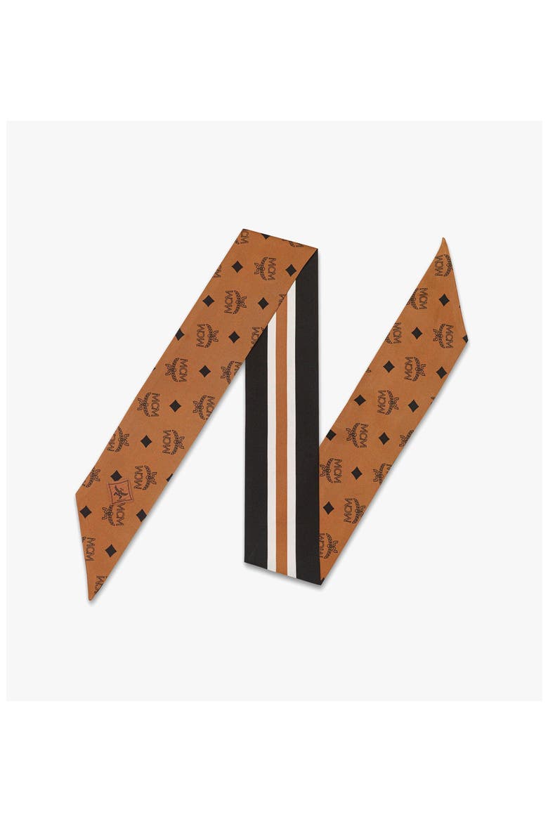 Monogram Print Petite Silk Scarf, Main, color, Cognac