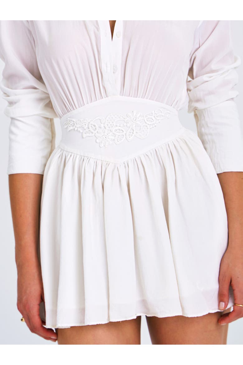 Jamila Shirt Mini Dress with Embroidered Waist Detail, Alternate, color, White