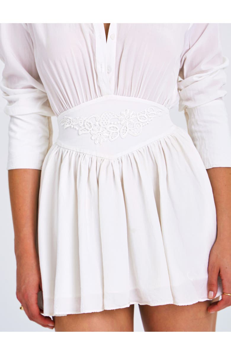 Miss Circle Jamila Shirt Mini Dress with Embroidered Waist Detail, Alternate, color, White