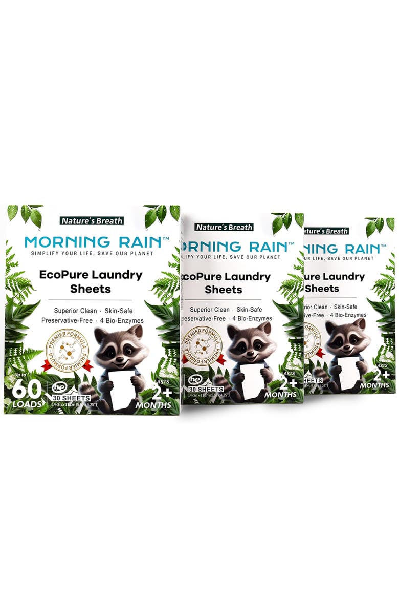 MorningRain Eco Safe Laundry Detergent Sheets, Fresh Garden Scent, 30 Sheets, Main, color, Multicolored
