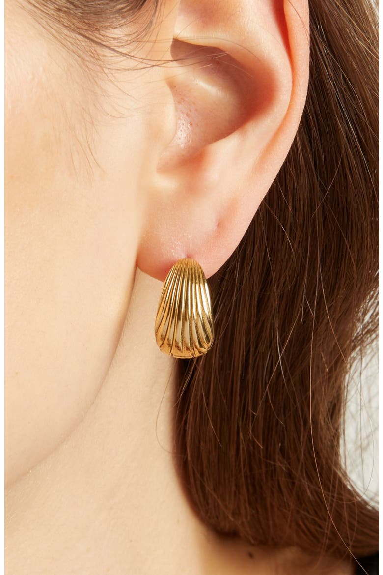 Shell Hinged Hoop Earrings, Alternate, color, Yellow