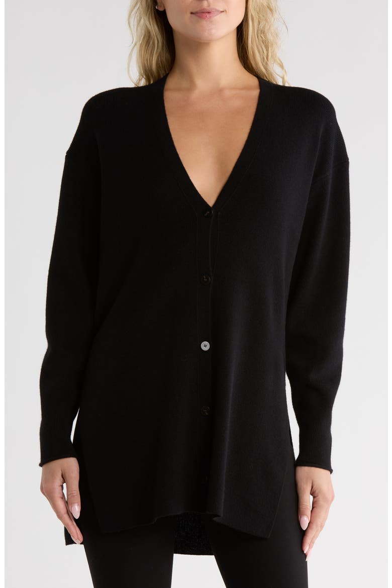 Wool & Cashmere Long Cardigan, Main, color, BLACK
