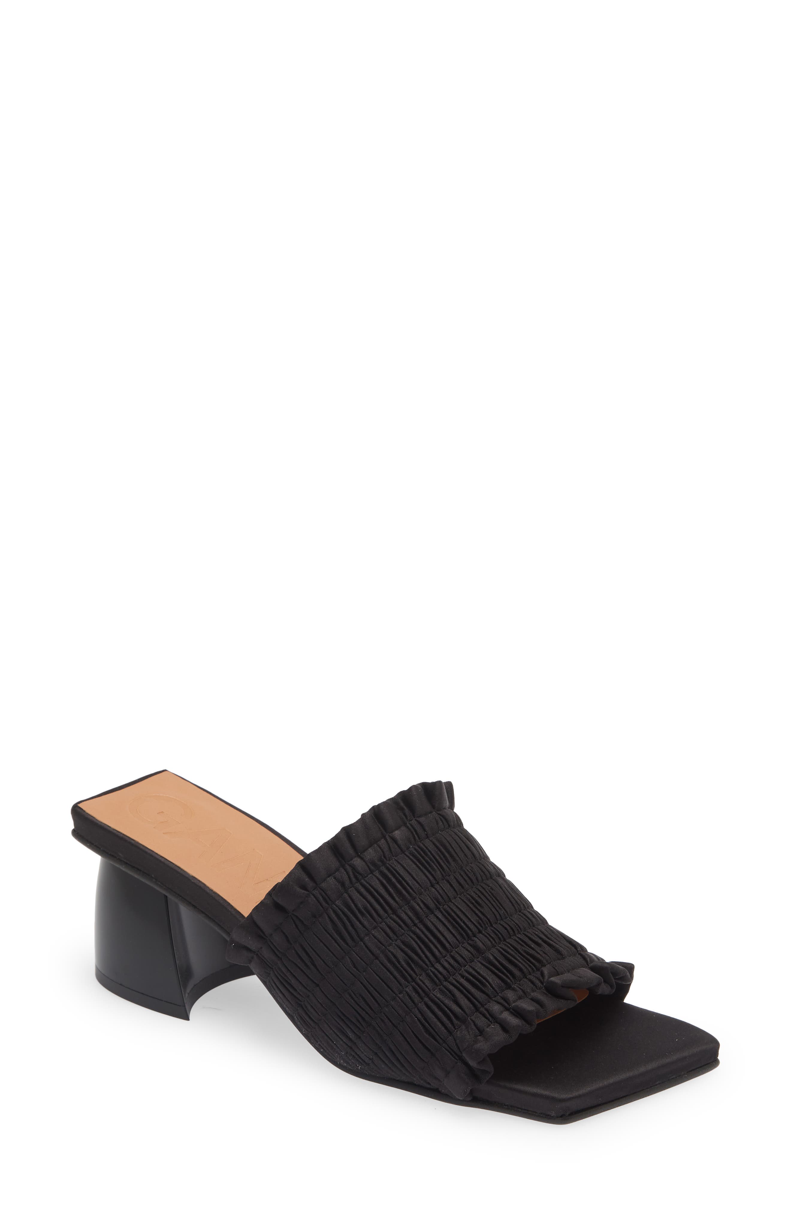 Ganni Smocked Slide Sandal, Main, color, 