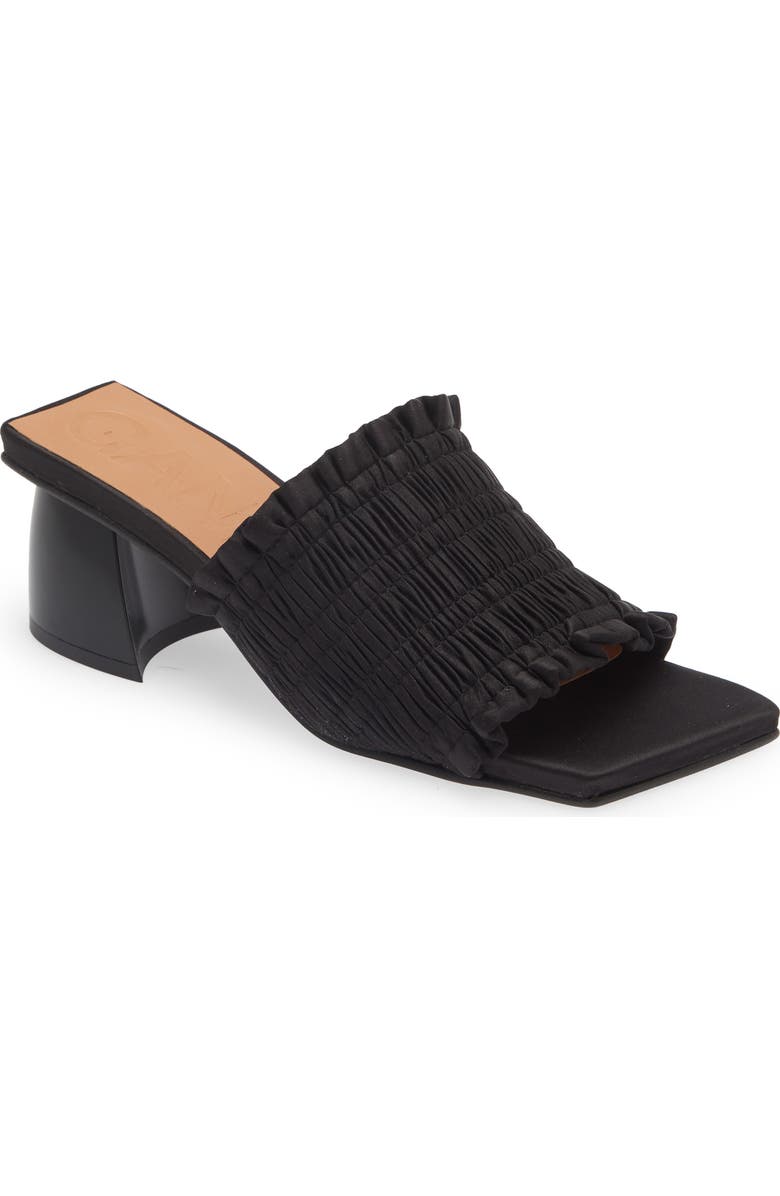 Ganni Smocked Slide Sandal, Main, color,