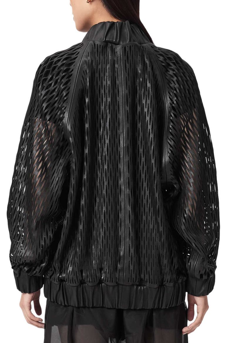 Dual Leather Bomber Jacket, Alternate, color, BLACK