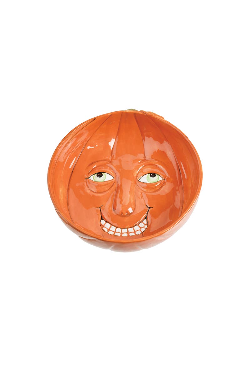 Victor Pumpkin Halloween Joe Spencer Gathered Traditions Candy Bowl, Main, color, Orange