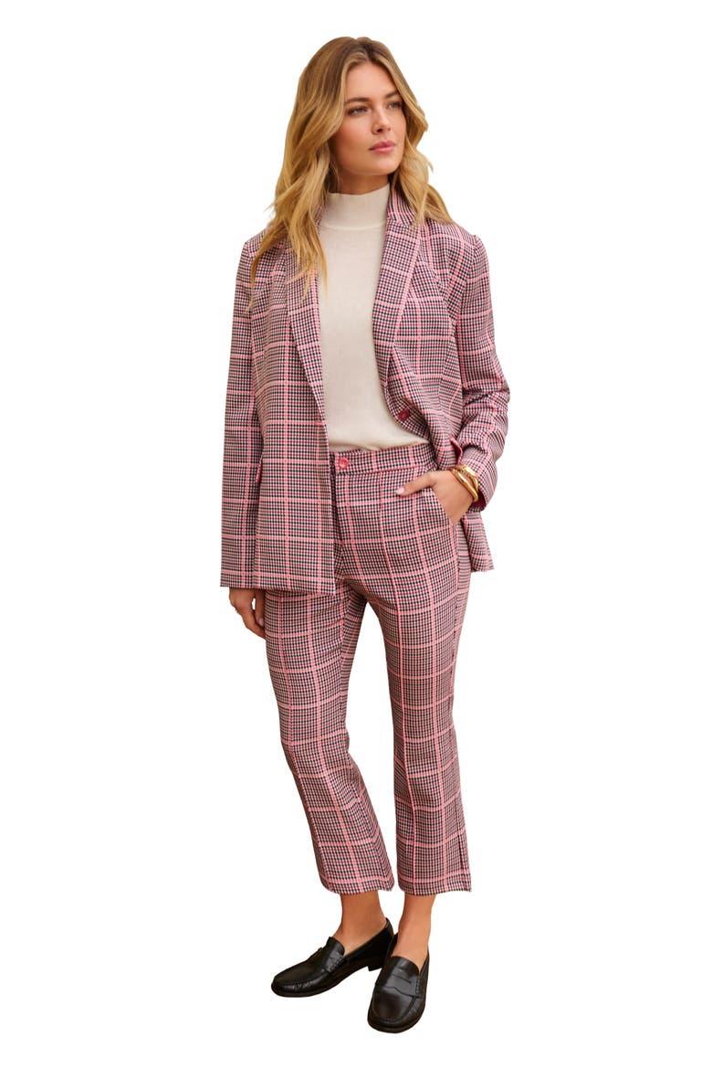 Bi-Stretch Shaped Blazer, Main, color, ROSE CHECK HOUNDSTOOTH