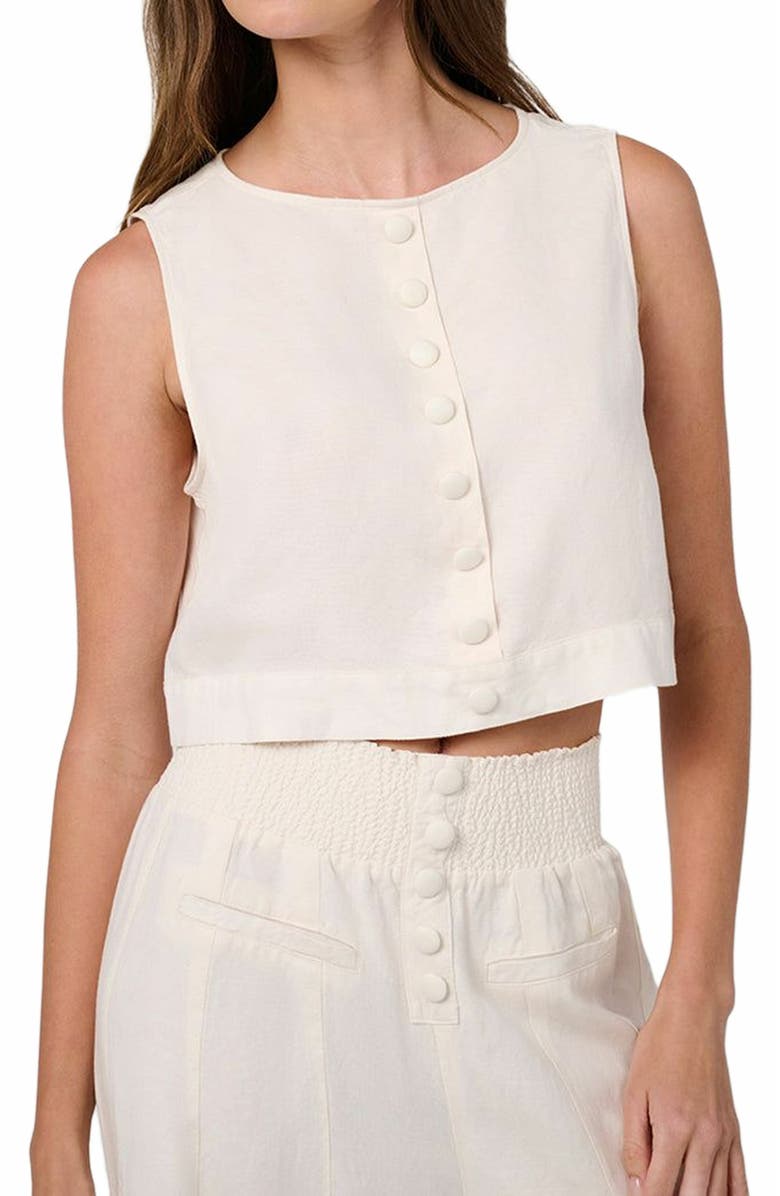 WeWoreWhat Boxy Linen Boatneck Top, Alternate, color, Off-White