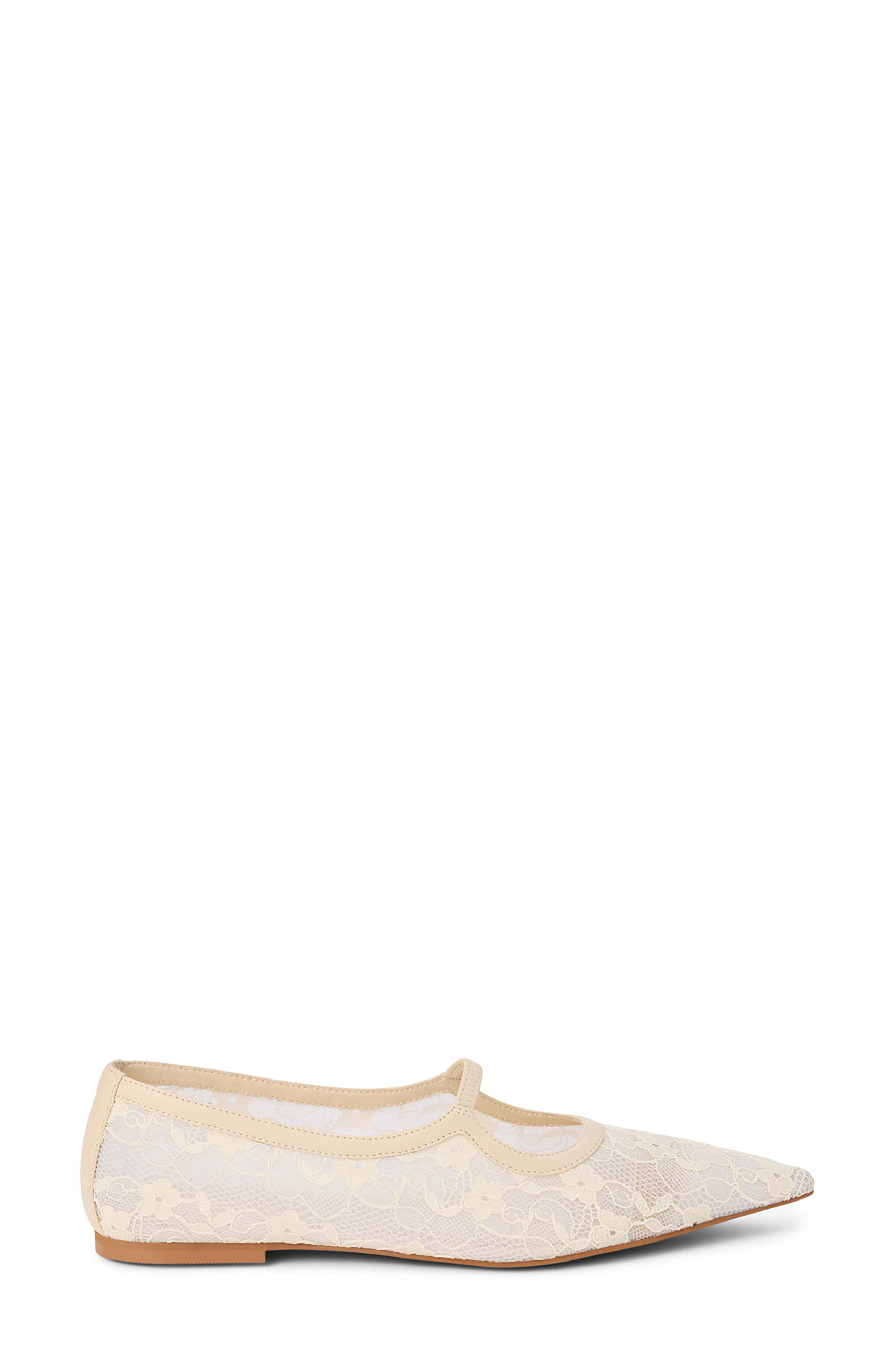 Fleur Pointed Toe Flat, Alternate, color, IVORY LACE