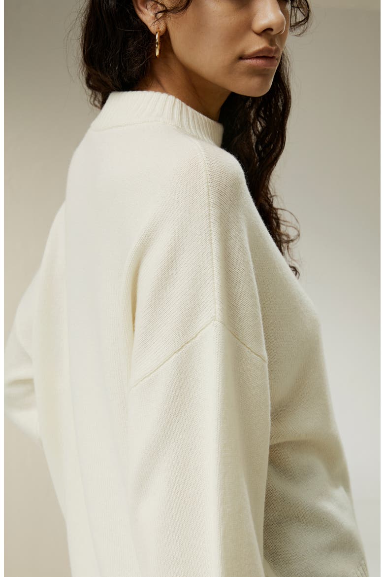 Drop shoulder Wool Sweater, Alternate, color, White