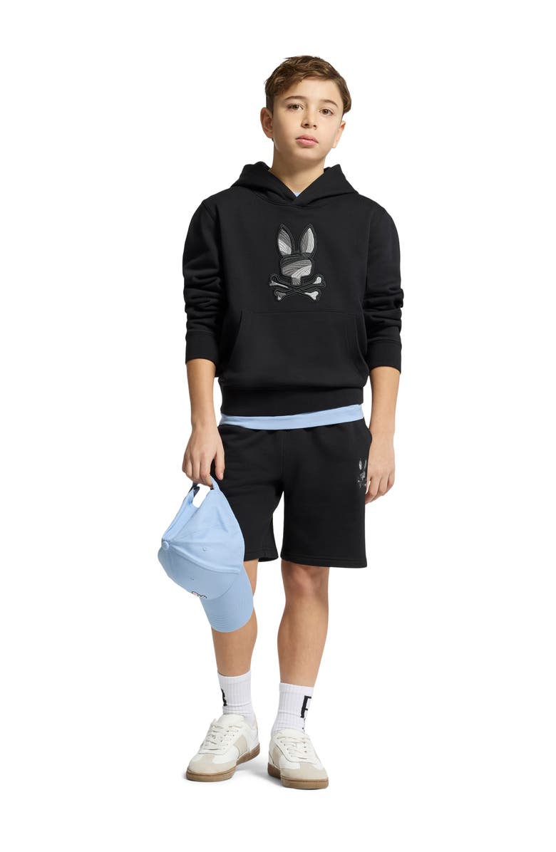 Psycho Bunny Kids' Embroidered Hoodie, Alternate, color, Black