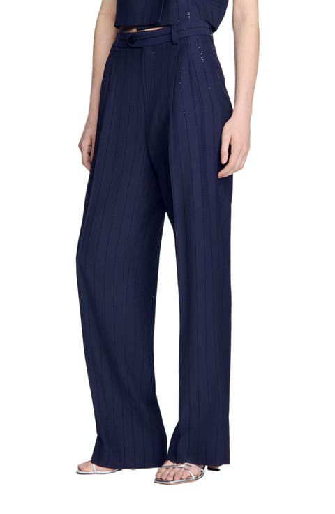 Striped sequin trousers
