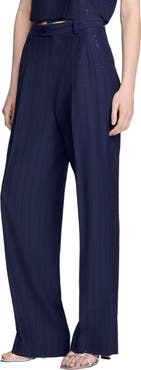 SANDRO Striped sequin trousers