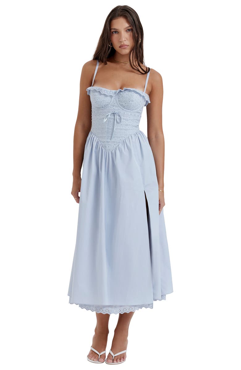 HOUSE OF CB Jaime Corset Fit & Flare Dress, Alternate, color, Soft Blue