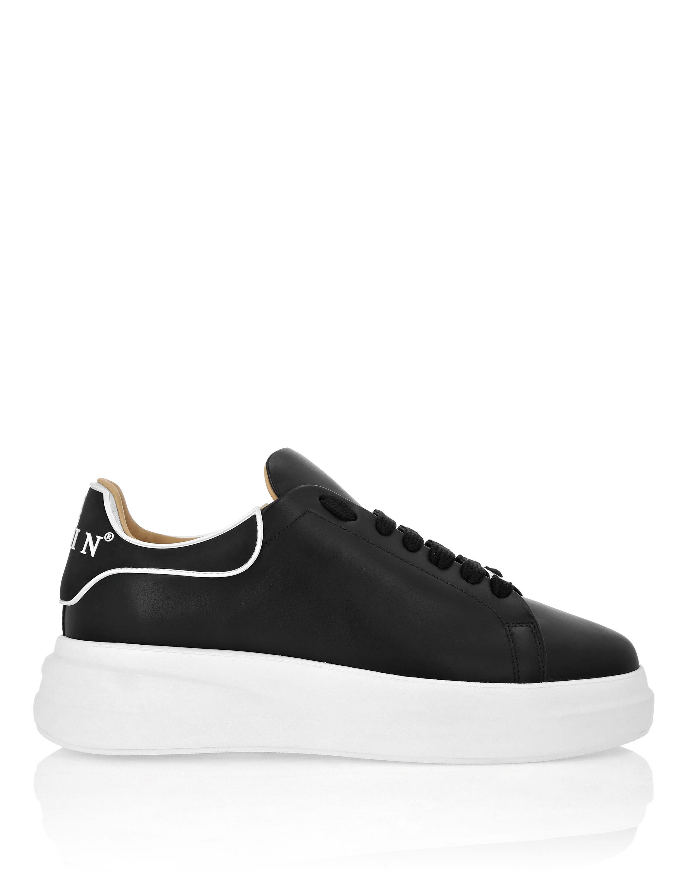Leather Low-Top Sneakers Megastar Unisex, Alternate, color, black