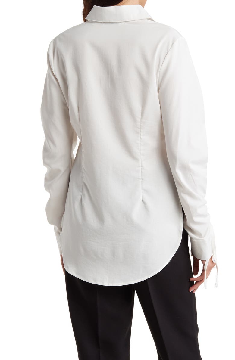 PATRIZIA LUCA Ruched Sleeve Button-Up Shirt, Alternate, color, White