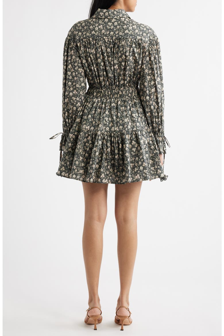 Floral Print Long Sleeve Cotton Shirtdress, Alternate, color, DARK GREEN NATURAL