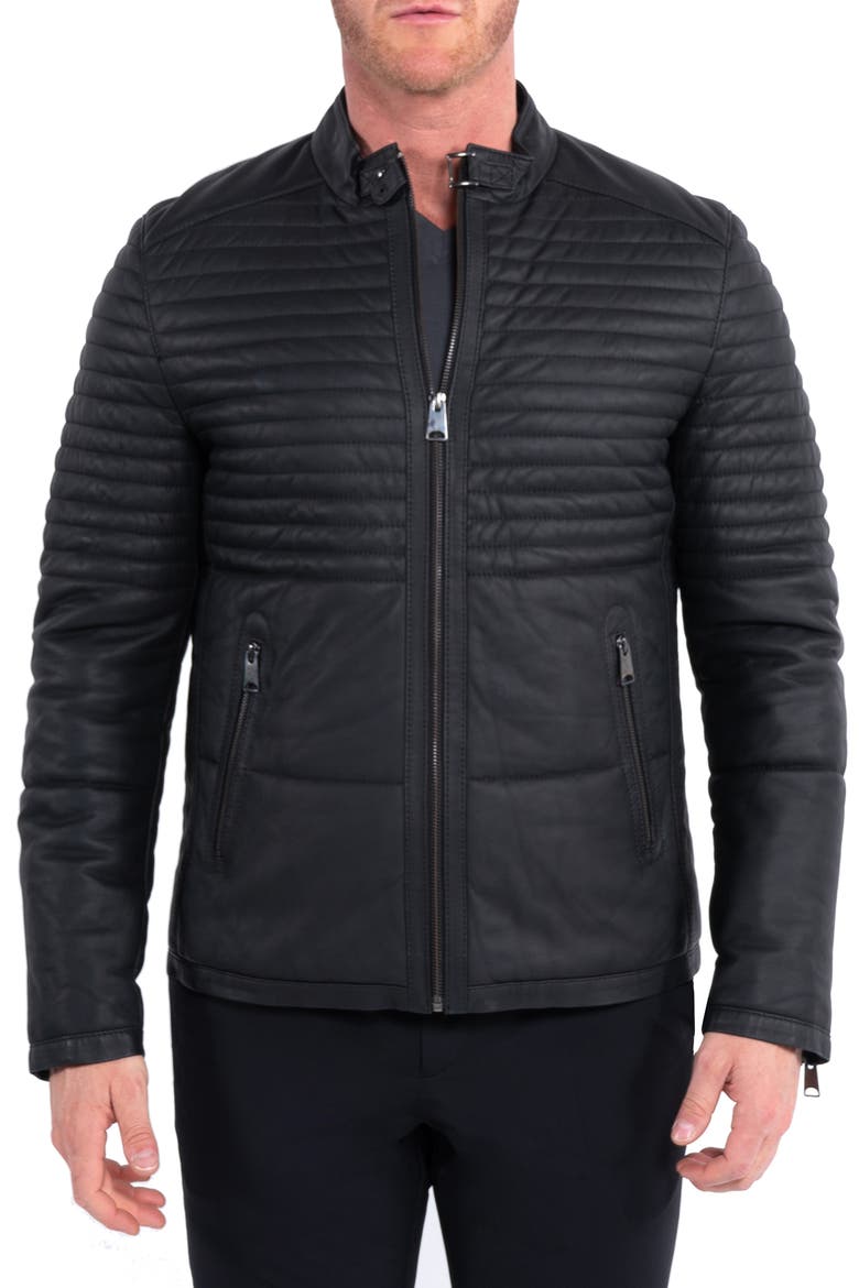 Quilted Leather Jacket, Alternate, color, BLACK