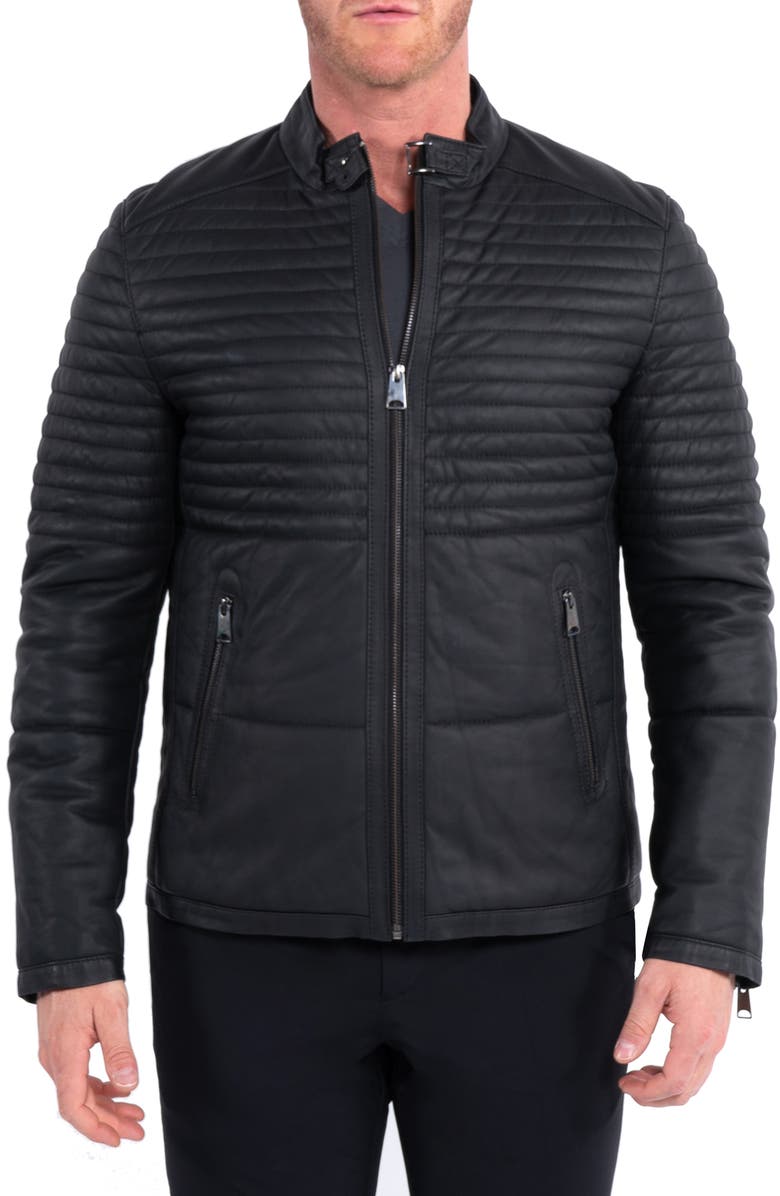 Maceoo Quilted Leather Jacket, Alternate, color, Black