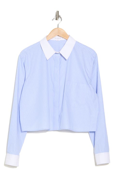 Stripe Crop Button-Up Shirt