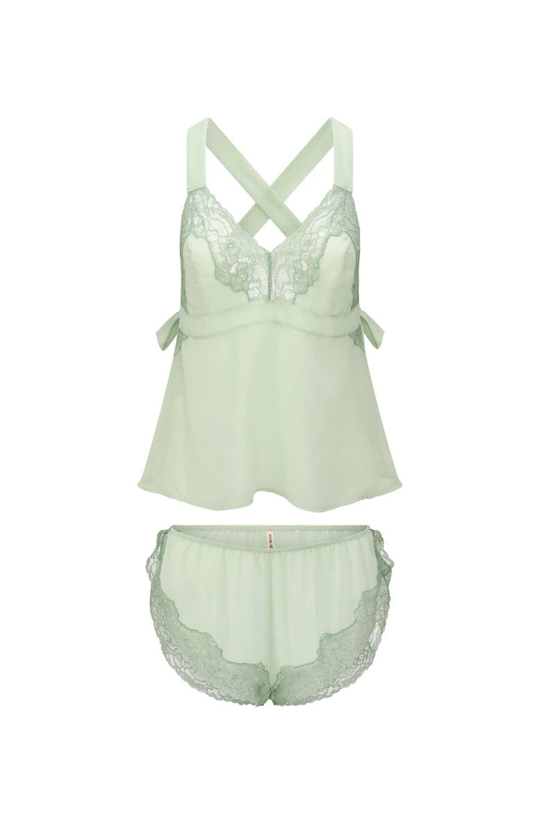 Sabreina Camisole & Flutter Short Set Lingerie, Alternate, color, Medium green