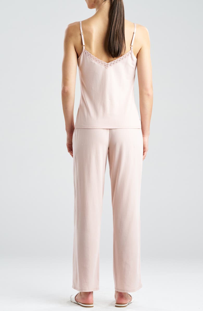 Natori True Bliss Lace Trim Jersey Pajamas, Alternate, color, Rose Beige