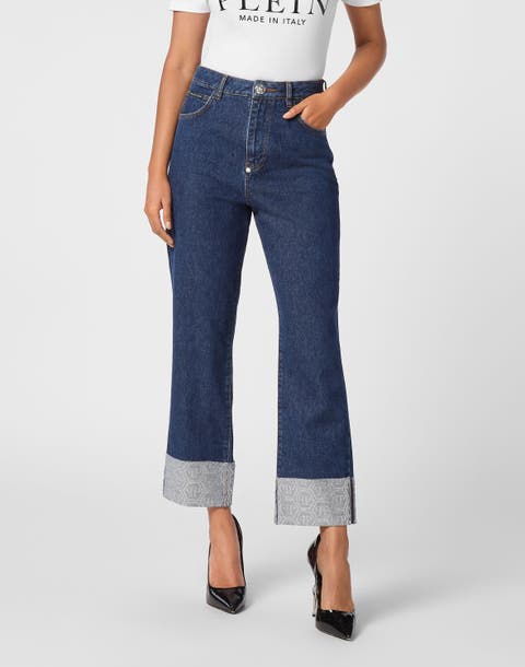 Denim Trousers Loose Fit Monogram Women