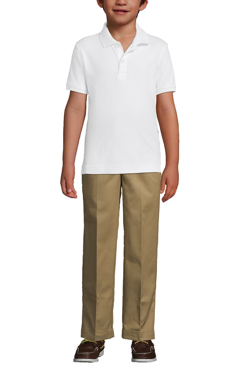 Lands' End School Uniform Kids Short Sleeve Tailored Fit Interlock Polo Shirt, Alternate, color, 