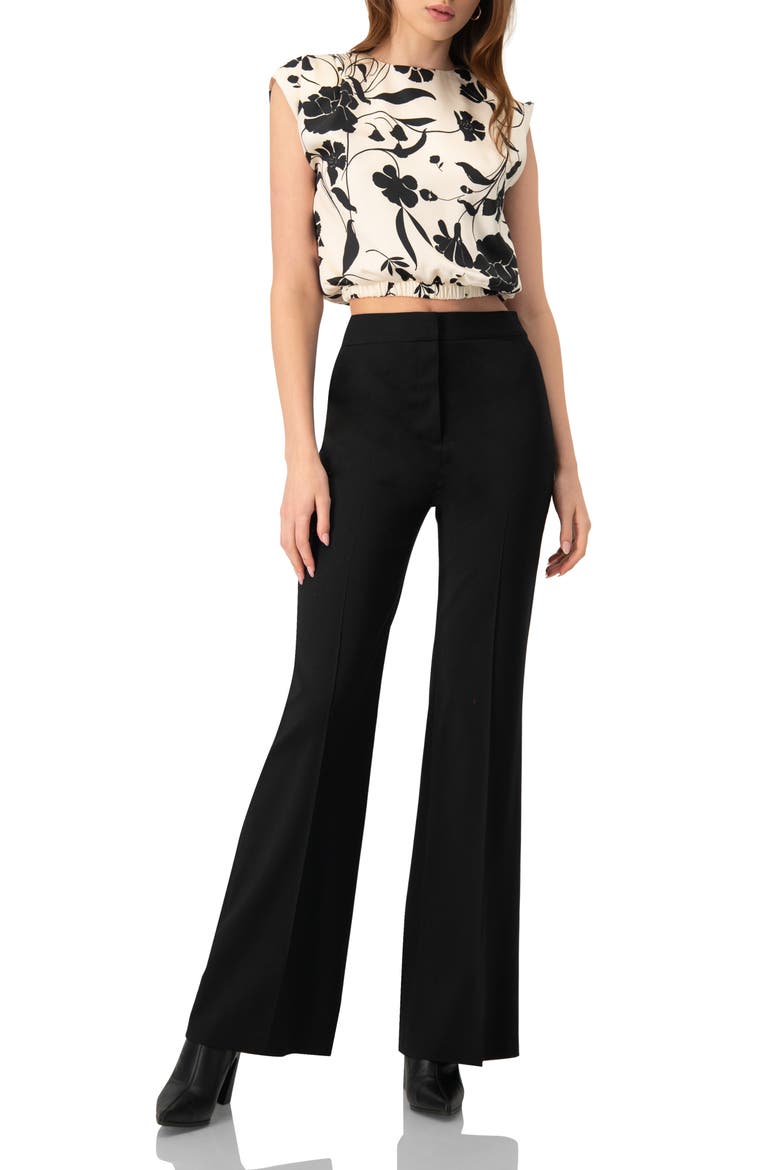 Printed Sleeveless Straight Blouse, Alternate, color, Bone