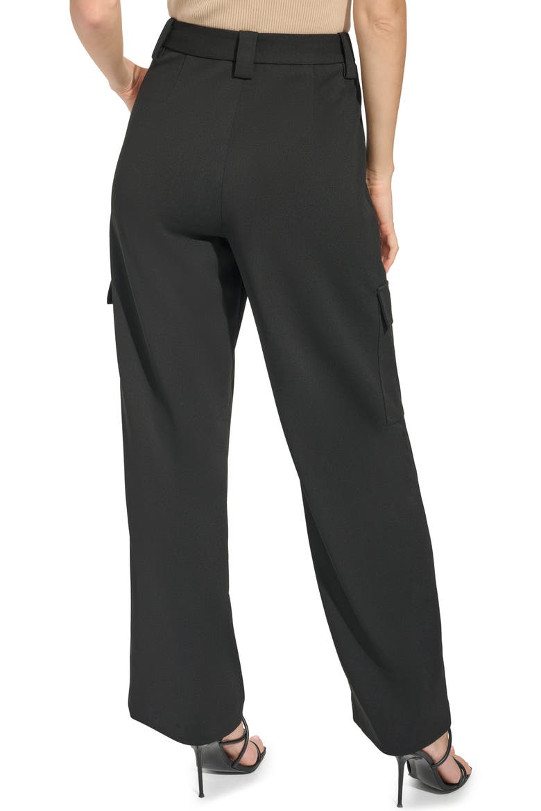Straight Leg Crepe Cargo Pants, Alternate, color, BLACK