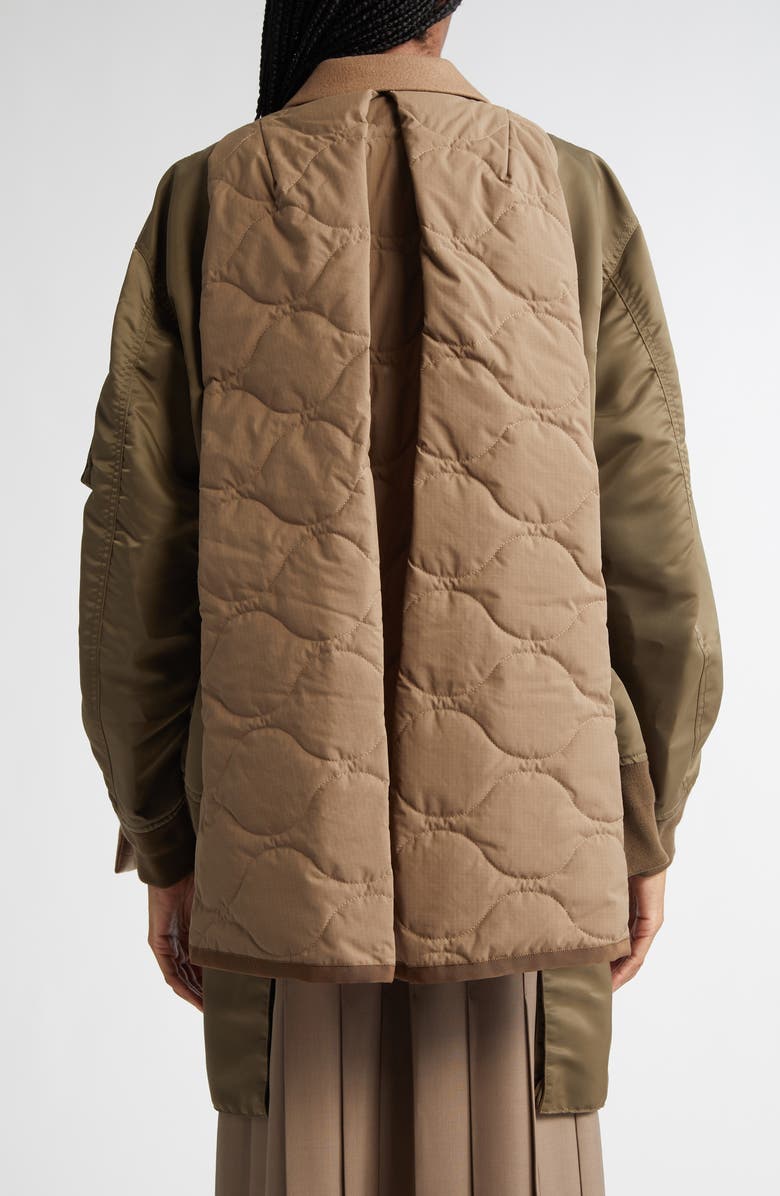 Sacai Double Breasted Mixed Media Jacket, Alternate, color, 