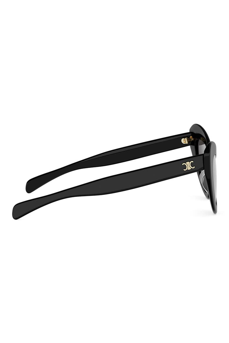 Triomphe 55mm Cat-Eye Sunglasses, Alternate, color, SHINY BLACK / SMOKE