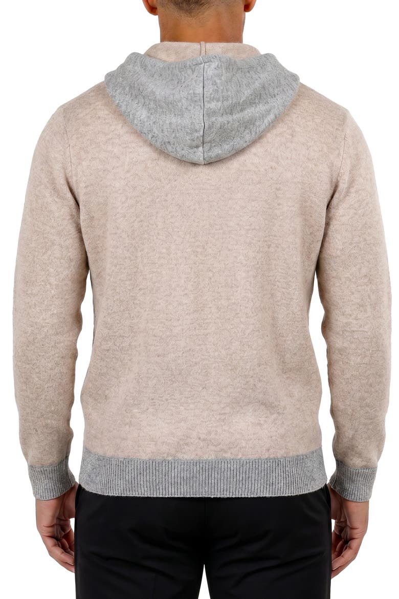 Mercerized Cotton Sweater Hoodie, Alternate, color, BROWN