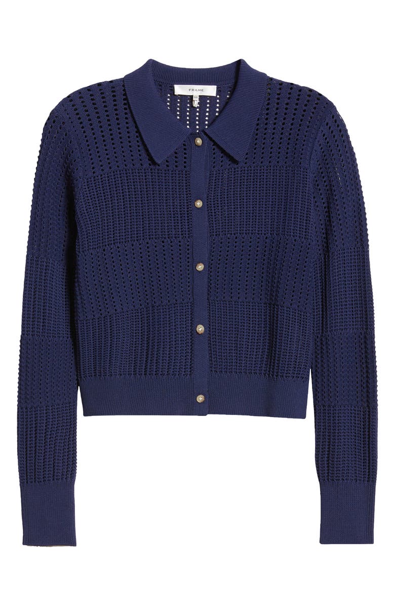 FRAME Open Stitch Shrunken Cardigan, Alternate, color, Navy
