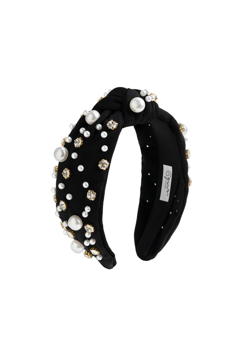 Black Pearl Gemstone Headband, Main, color, Black